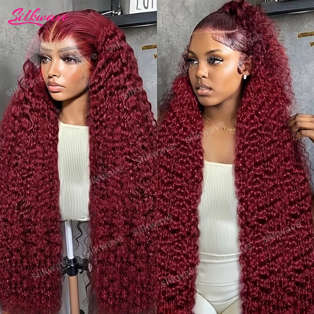 

30 Inch Burgundy 99j Curly Wig Human Hair 200 Density 13x6 Hd Lace Front Deep Wave Colored Human Hair Wigs Pre Plucked For Women