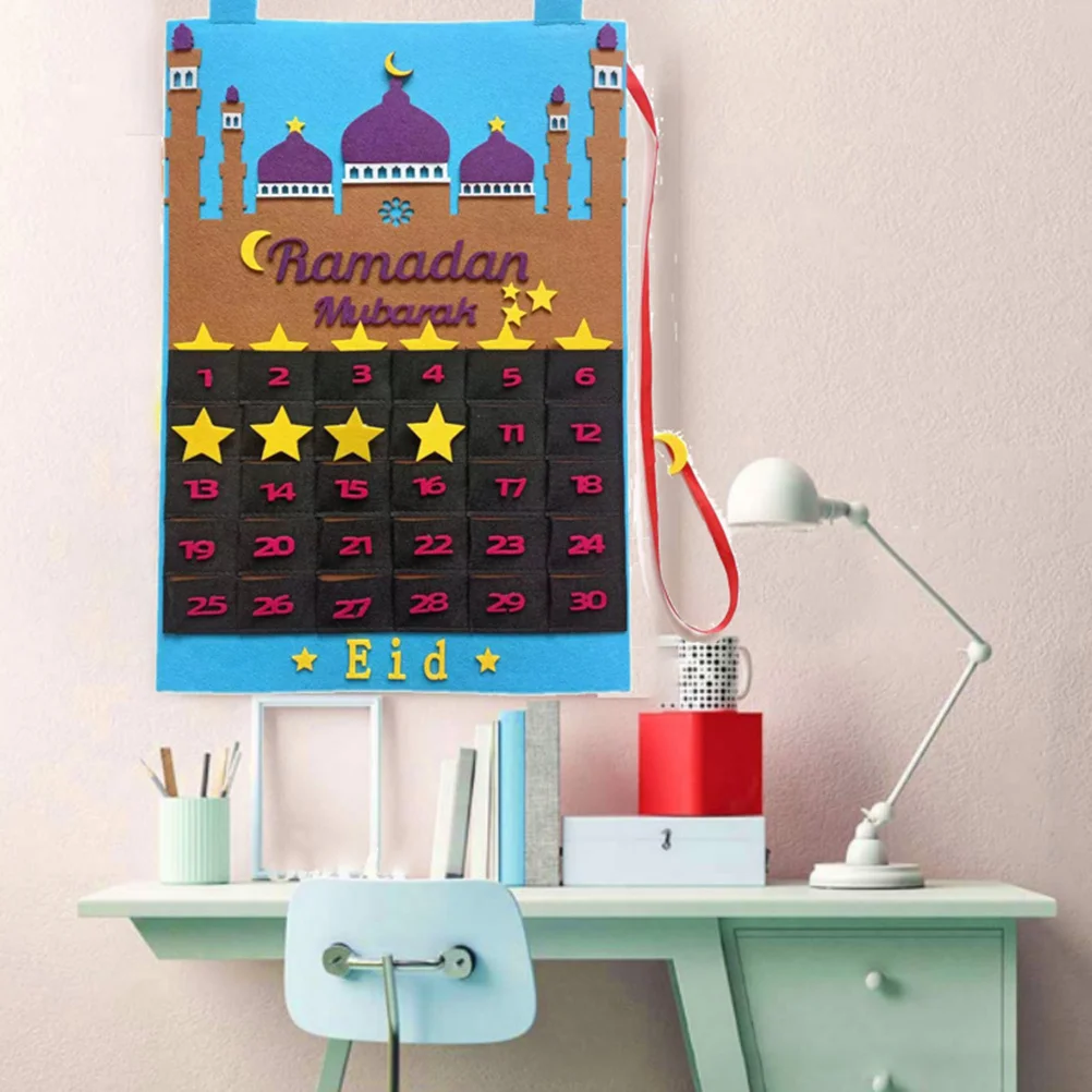 

Ramadan Countdown Calendar Felt Hanging Wall Calendar Decoration Ramadan Festival Eid Hanging Ornament Home Wall Decor