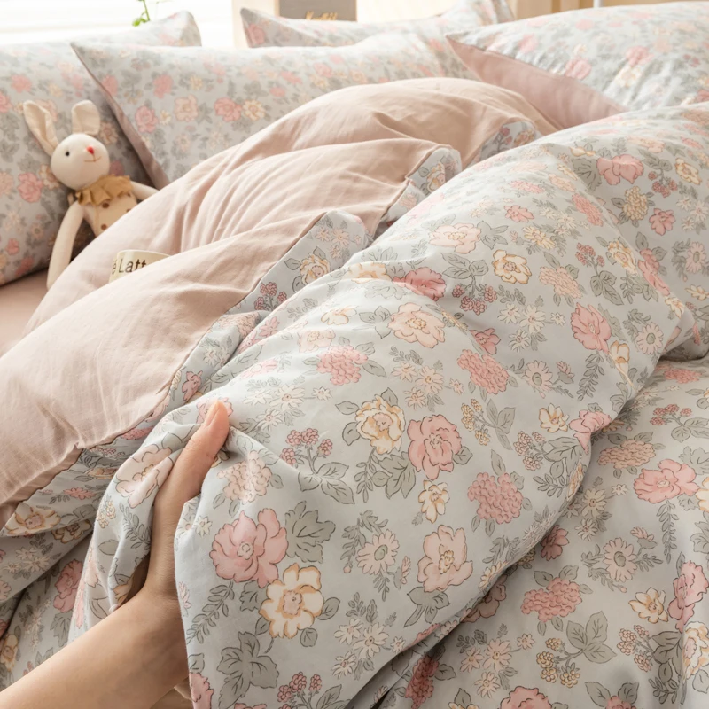 

100%Cotton Duvet Covers Flower Printed Quilt Cover for Home Single/Queen/King Size Cotton Gauze housse de couette 220x240
