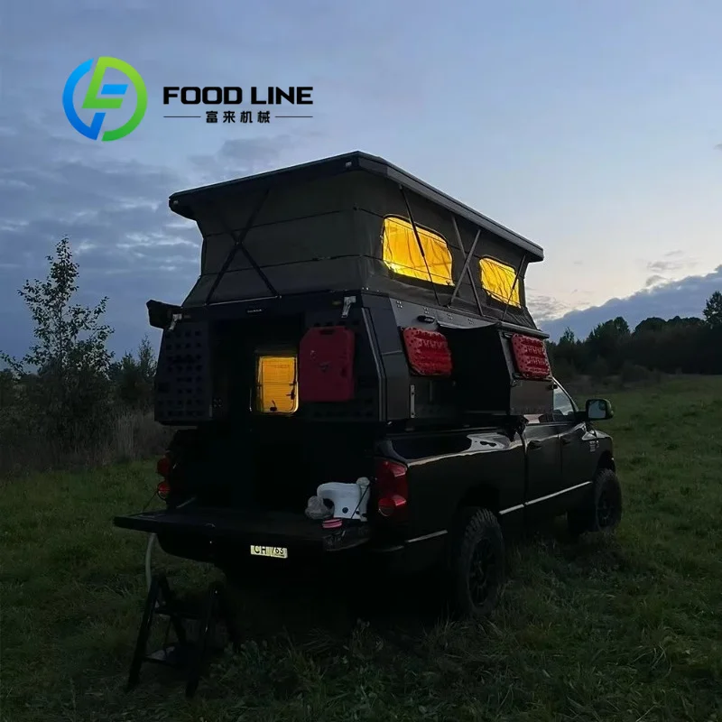 Customized 4X4 Pop Up Truck Camper Expandable Side Canopy Extra Activity Area For Outdoor Picnic Rest, Truck Camper Cabin