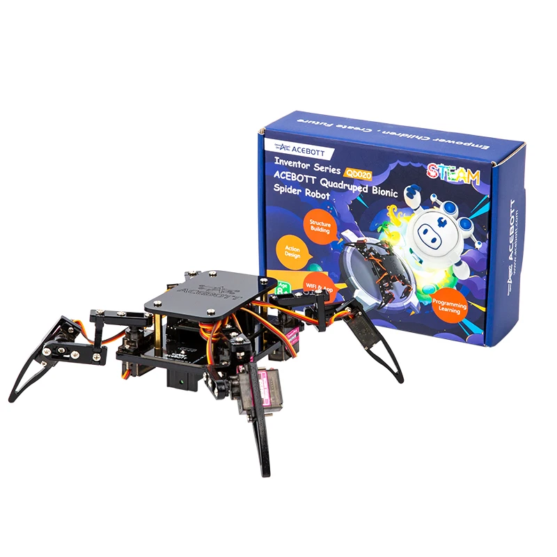 

BXF DIY Spider Robot IoT ESP8266 WiFi Wireless IoT Robotic Kit Bionic Quadruped Robot C/C++ Code Starter Kit For Arduino IDE