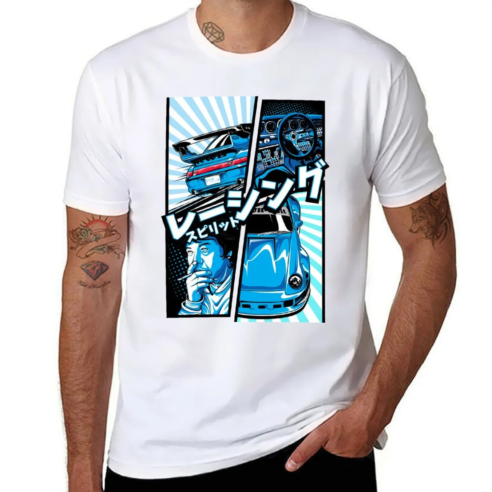 

RWB 993 Manga style T-Shirt anime t shirts for man t shirt men 100% cotton luxury brand t shirts for man cotton T-Shirt