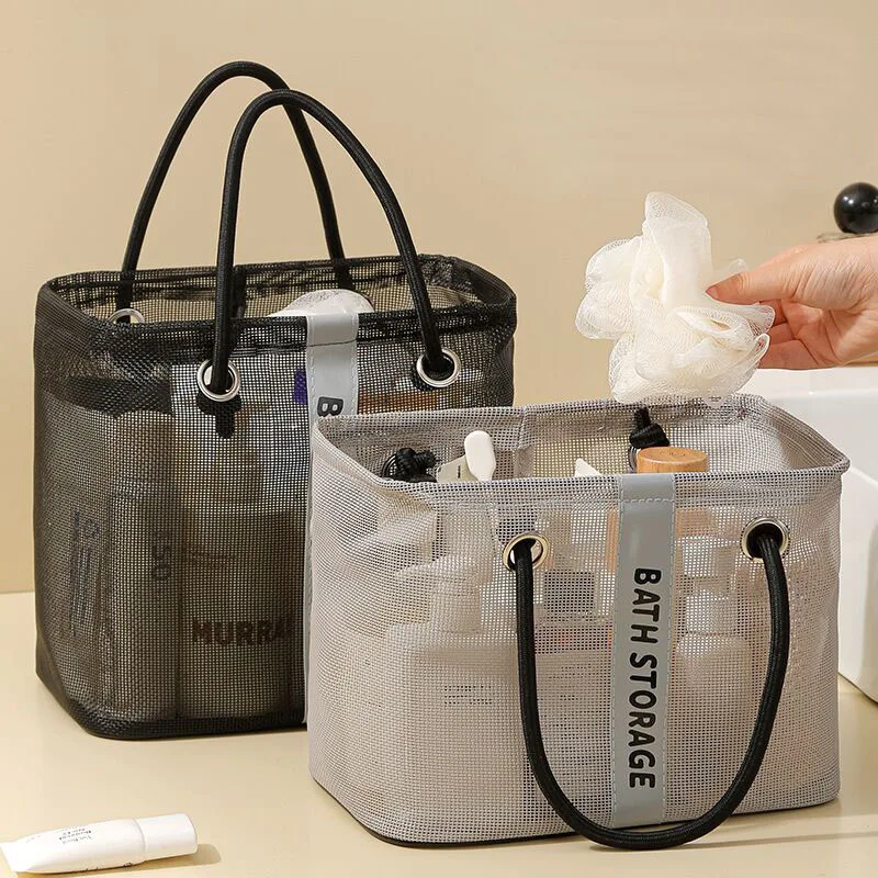 Portable Travel Wash Bag Large Capacity Water Draining Cosmetic Bath Storage Bag Foldable Toiletries Bag Makeup Organizer