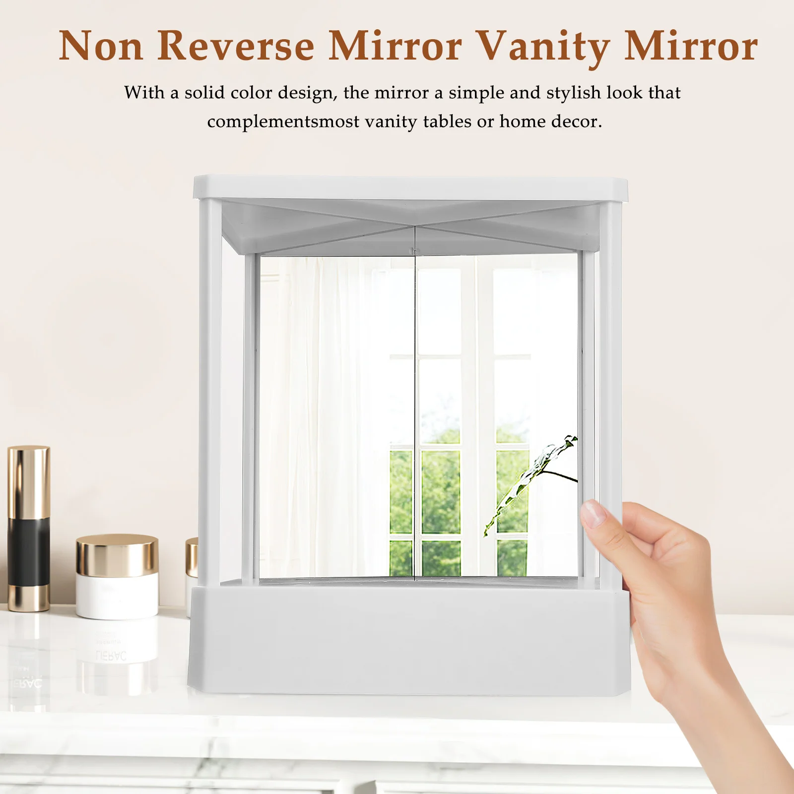 

Non Reversing Makeup Vanity Mirror High Definition Reversible Dual-Sided Standing Desk for Makeup