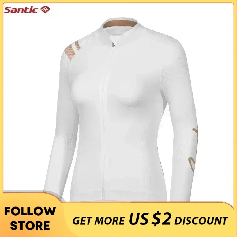 Santic Unisex Cycling Jersey Womens Spring Autumn Outdoor MTB Bike Road Riding Clothing Quality Seamless Bicycle Tops Base Layer