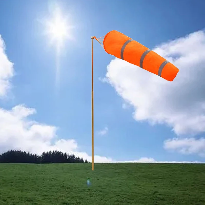 

80cm Windsock Outdoor Wind Direction Measurement Reflective Belt Rip-stop Weather Vane for Airport Aviation Garden Farm