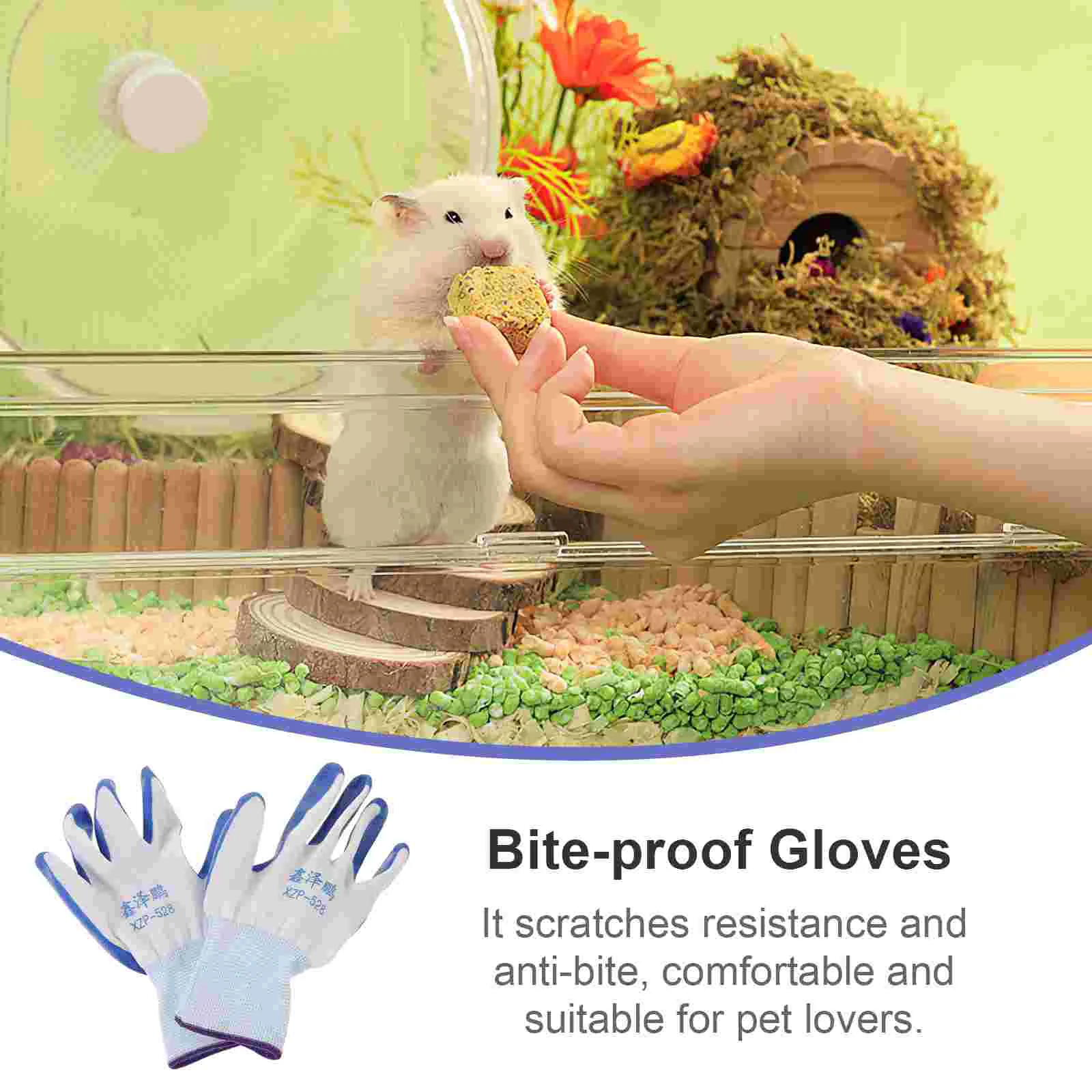 Thickening Gloves Animal Handling Anti Bite Work Hamster Anti-bite Blue Pet Keeping