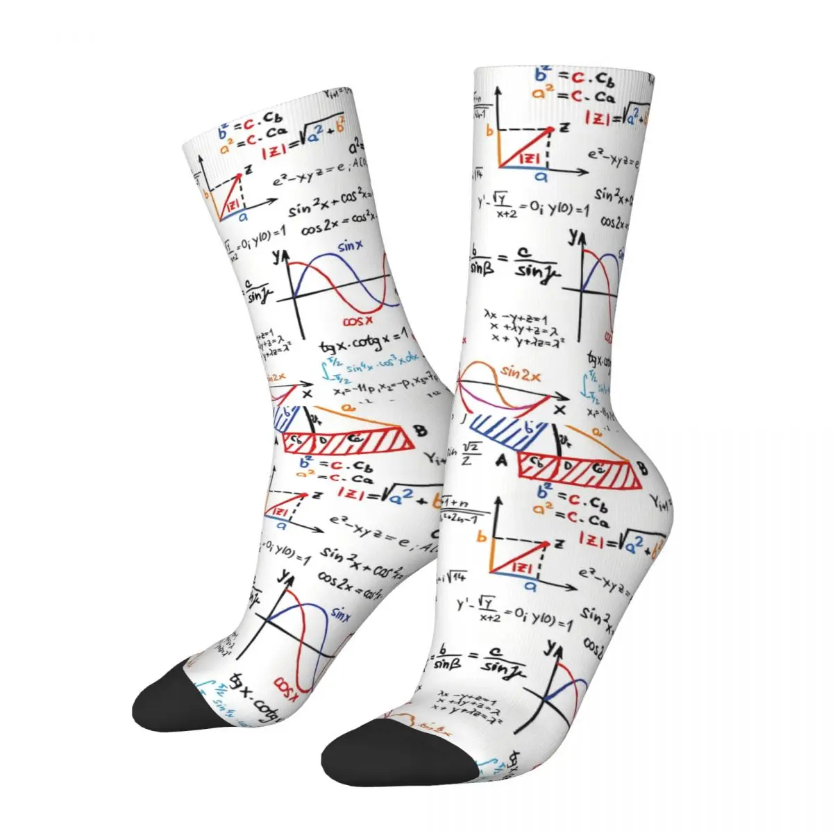 Funny Crazy Sock for Men Mathematics Formulas Numbers Hip Hop Harajuku Math Happy Pattern Printed Boys Crew Sock Casual Gift