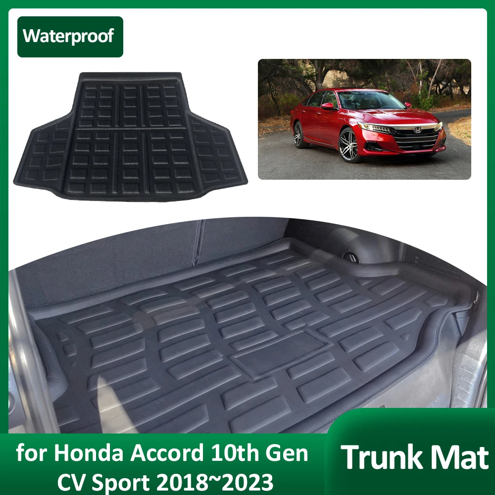 Car Trunk Mat for Honda Accord 10th Gen CV Sport 2018~2023 Luggage Rug Tray Waterproof Cargo Boot Pad Liner Cover Accessories