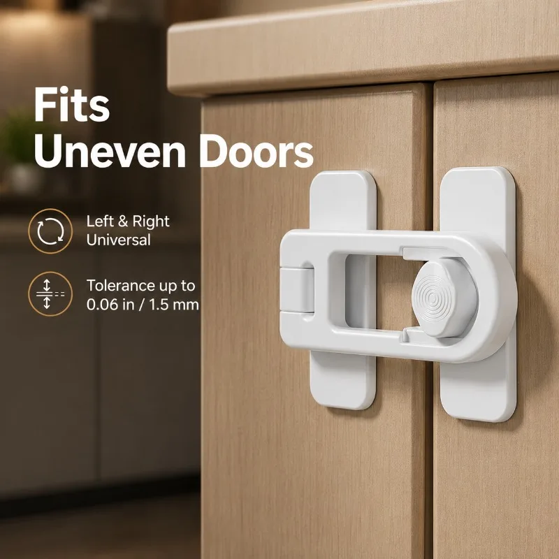 1/3PCS Adhesive Cabinet Safety Lock, 2-Step Twist Pull Latch, No Drill Door Lock for Cabinets Refrigerators Ovens
