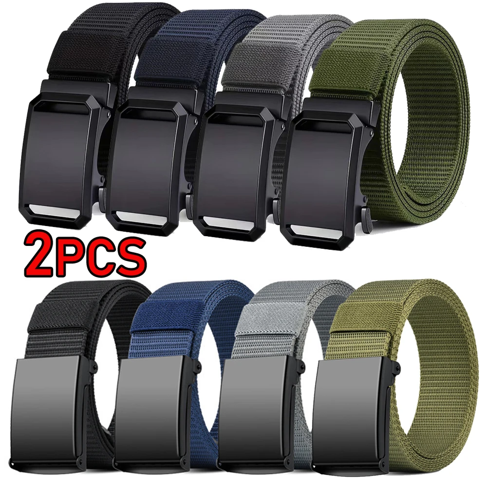 

Metal Buckle Men's Tactical Belt Nylon Automatic Military Belt Causal Outdoor Sports Golf Training Pant Trouser Waist Belt