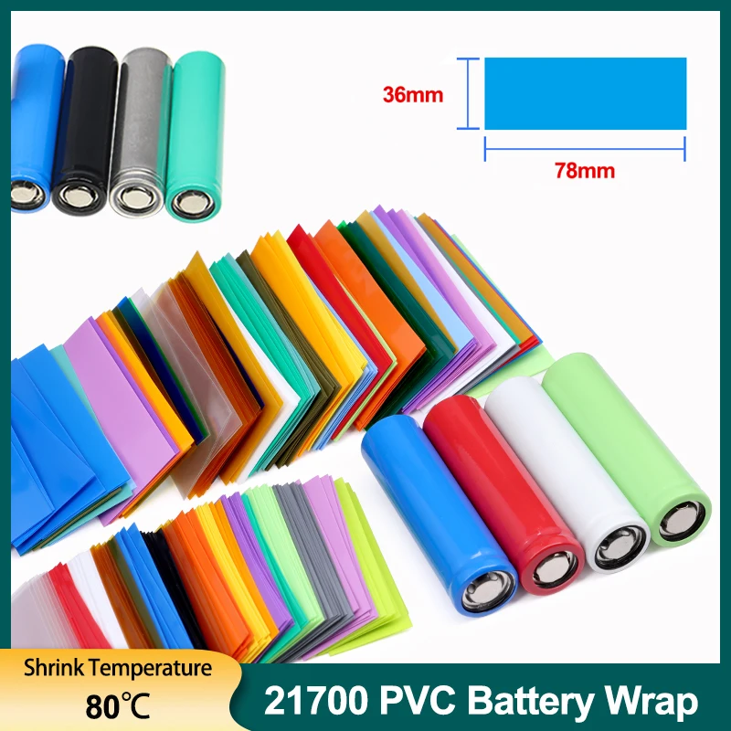 

25-500pcs Pre-cut 21700 Battery Wraps PVC Heat Shrink Tube Fast Shrinkage Insulated Heat Shrinkable Wrapping Battery Film Case