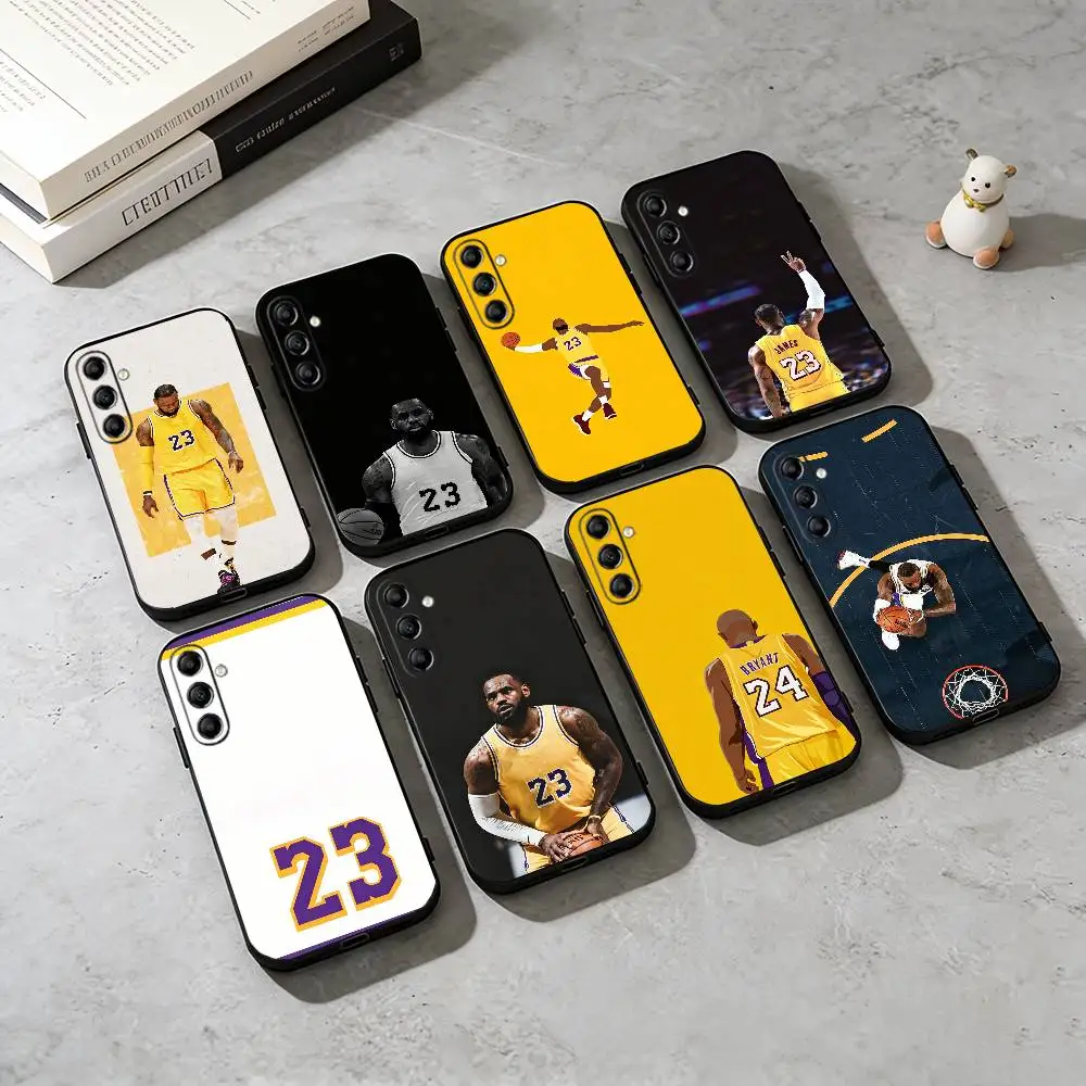Funda de teléfono B-Basketball LeBron James Basketball para Samsung Galaxy A73,A72,A71,A70,A53,A52,A51, funda negra de silicona suave