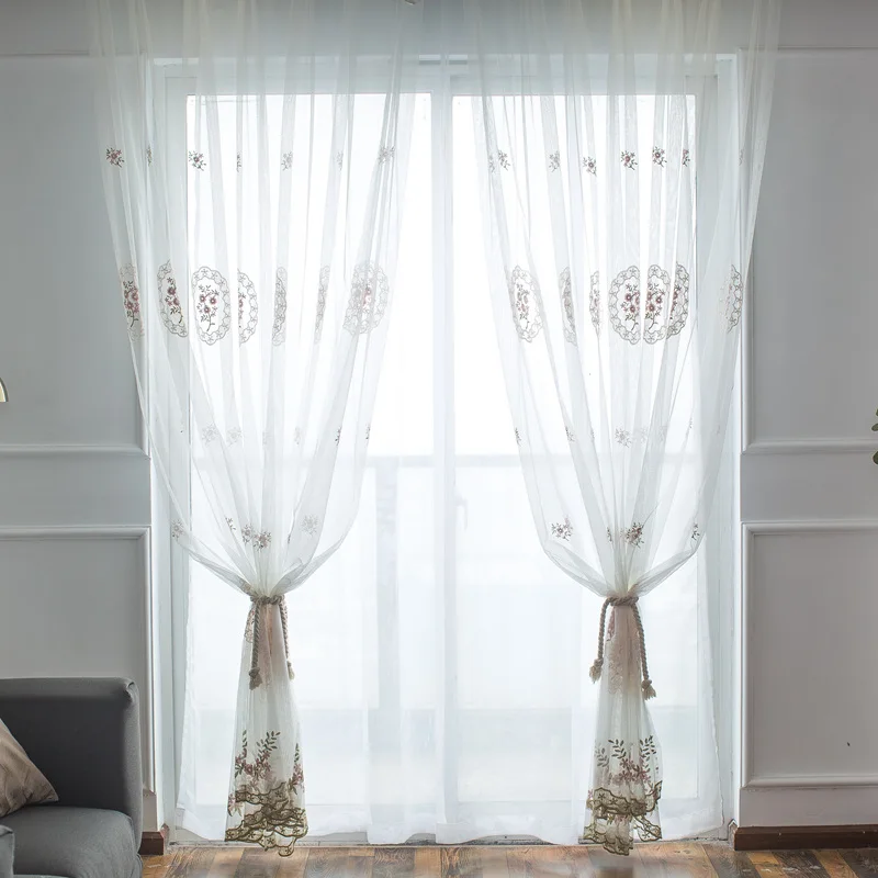 Вышитые белые шторы для оконных экранов для гостиной, окон, балкона, перегородка, тюлевая перегородка, дверная перегородка, затвор