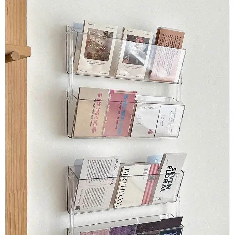 Acrylic Floral Card Holder Wall Mounted Storage Rack Transparent Waterproof Storage Box Minimalist Book And Magazine Storage Box