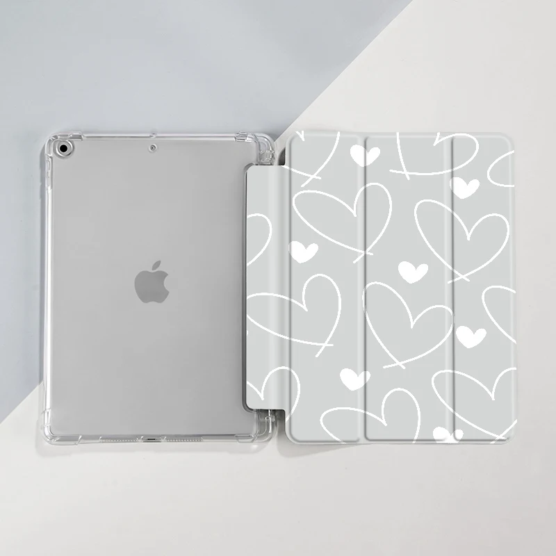 Simple Love Case Compatible With iPad iPad 9.7-Inch (6th/5th Generation, 2018/2017)Mini4/5 ,Air4/5 10.9in,With Pen Holder