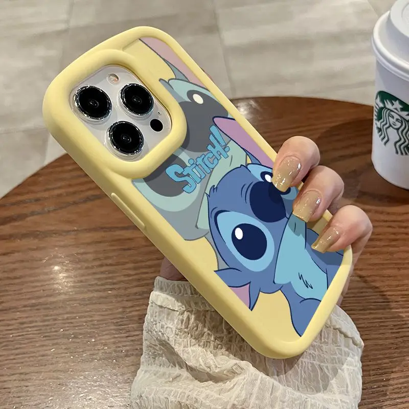 Cute Disney Pink Stitch Couple Phone Case For iPhone 11 12 13 14 15 Pro Max X XR XS MAX 8 7 Plus Silicone Shockproof Cases Cover image 5
