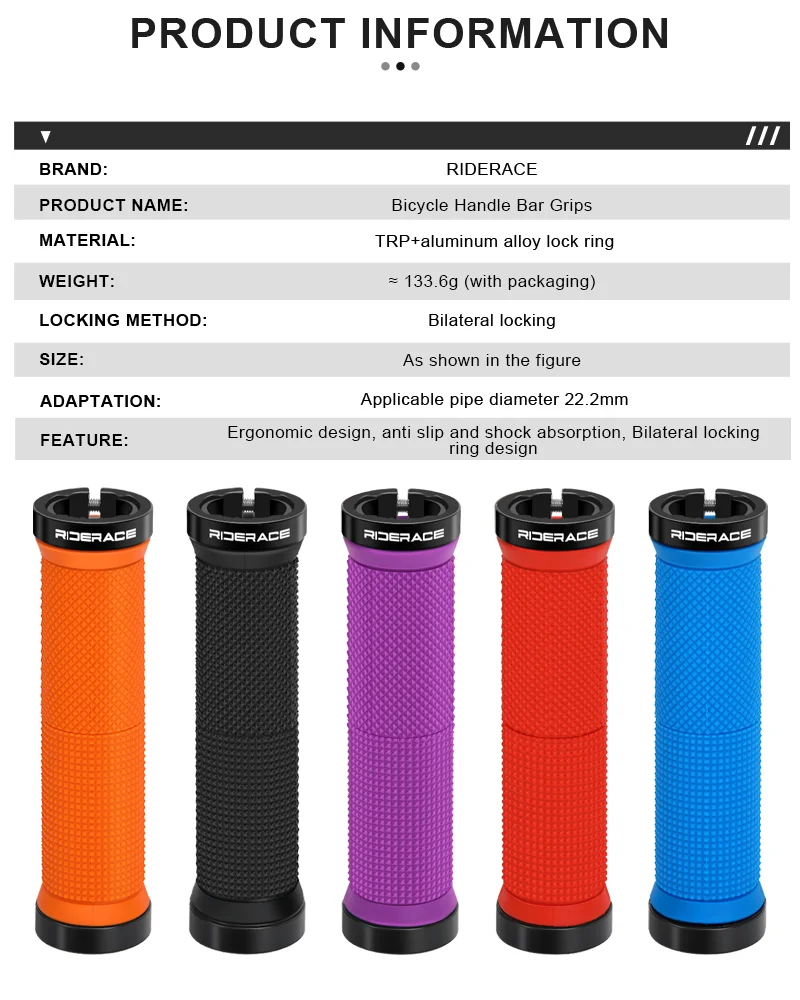 RIDERACE Fahrradgriffe aus Gummi, rutschfest, ergonomisch, stoßdämpfend, für Mountainbikes, Fahrradzubehör – Detail 2