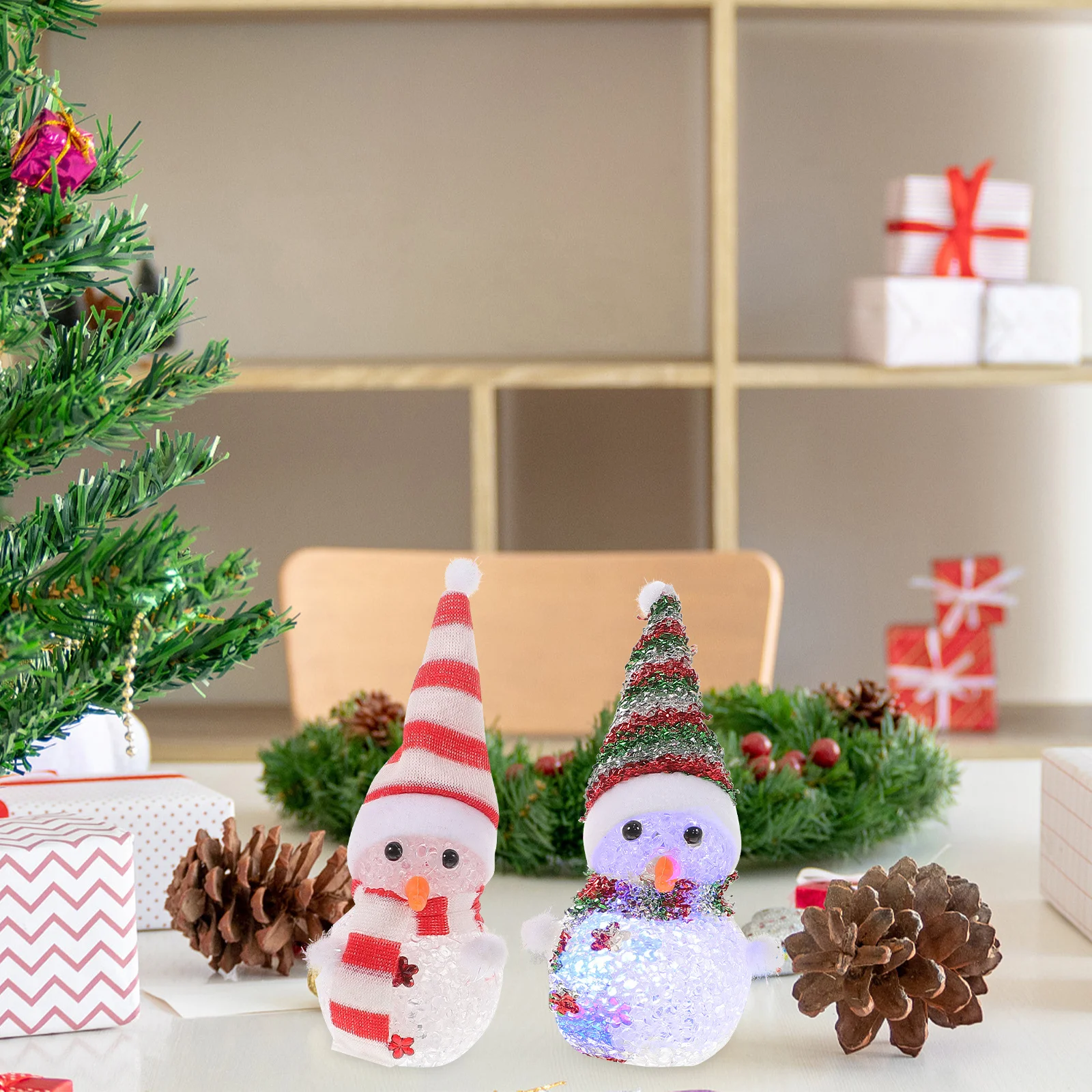 Lámpara LED de muñeco de nieve que cambia de Color, decoración navideña para el hogar, oficina, dormitorio, sala de estar, cocina, baño, escritorio, 4 Uds.