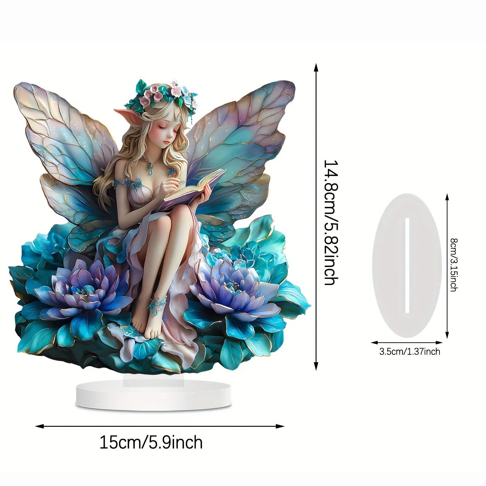 الجنية والكتاب تمثال الاكريليك لافتات ملهمة منضدية الديكور بطاقة ديكور المنزل 2D شاتيربروف حلية مجموعة #4