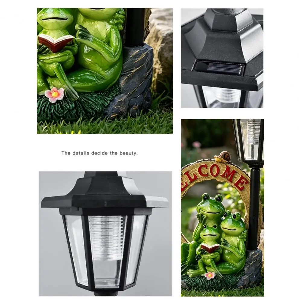 Warm Yellow Solar Light Outdoor Pathway Solar Resin Garden Light with Frog Puppy Statue Dog Fire Hydrant Solar Decorative Light
