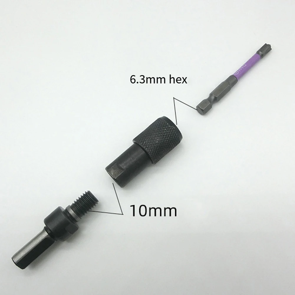 1Pc Angle Grinder Adapter For M10 To 6.35mm Hex Quick-Release Converter For Power Tools Black