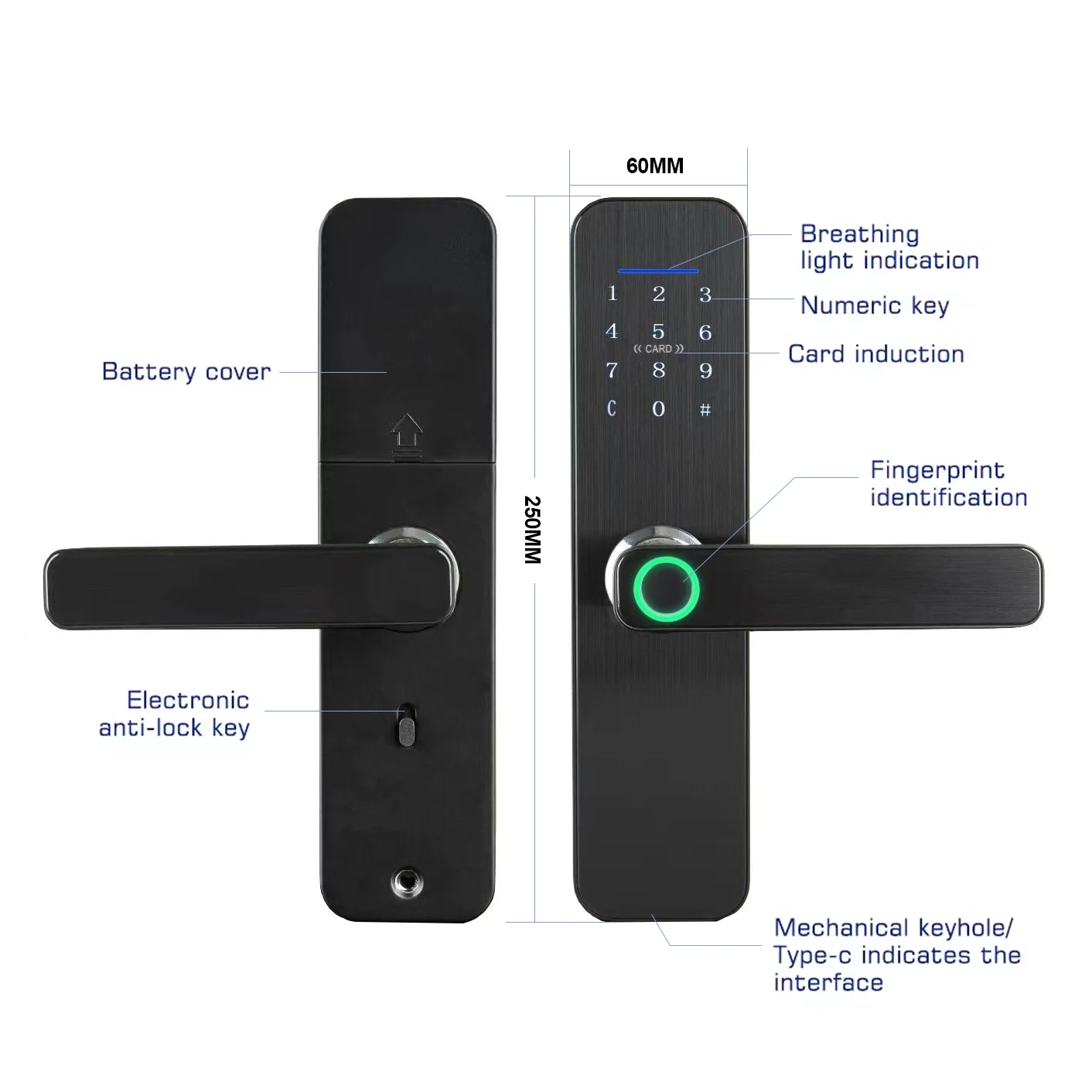 Cerradura Inteligente Tuya TTlock App Digital Fingerprint Password Card Keyless Entry Smart Home Lock