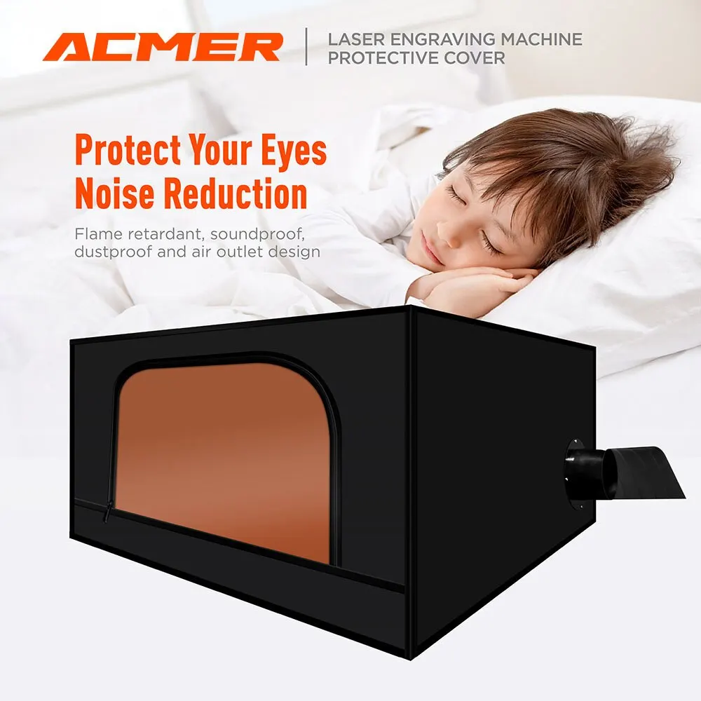 ACMER-R10 Laser Engrave Machine Enclosure Fireproof Dust-proof Smoke ExhaustEye Protection Vent CNC Large Size Protective Cover