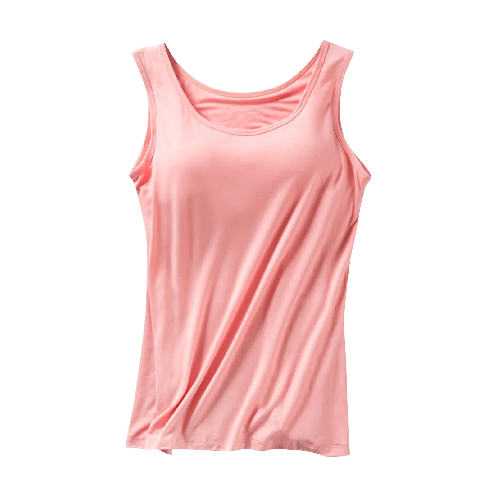 Women's Solid Color Basic Tank Top with Chest Pad Yoga Bottom Underwear Casual Off Shoulder Camis Sexy Backless Crop Tops