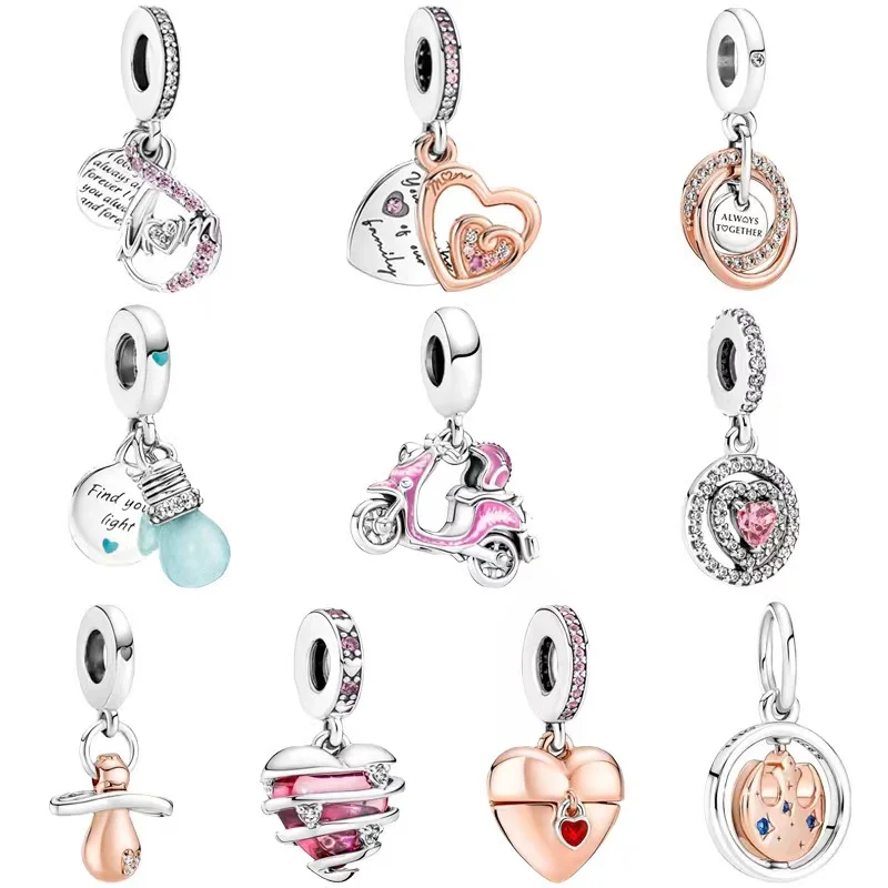 pan bead S925 sterling silver love confession heart-shaped spiral luminous bulb new new product two-in-one pendant