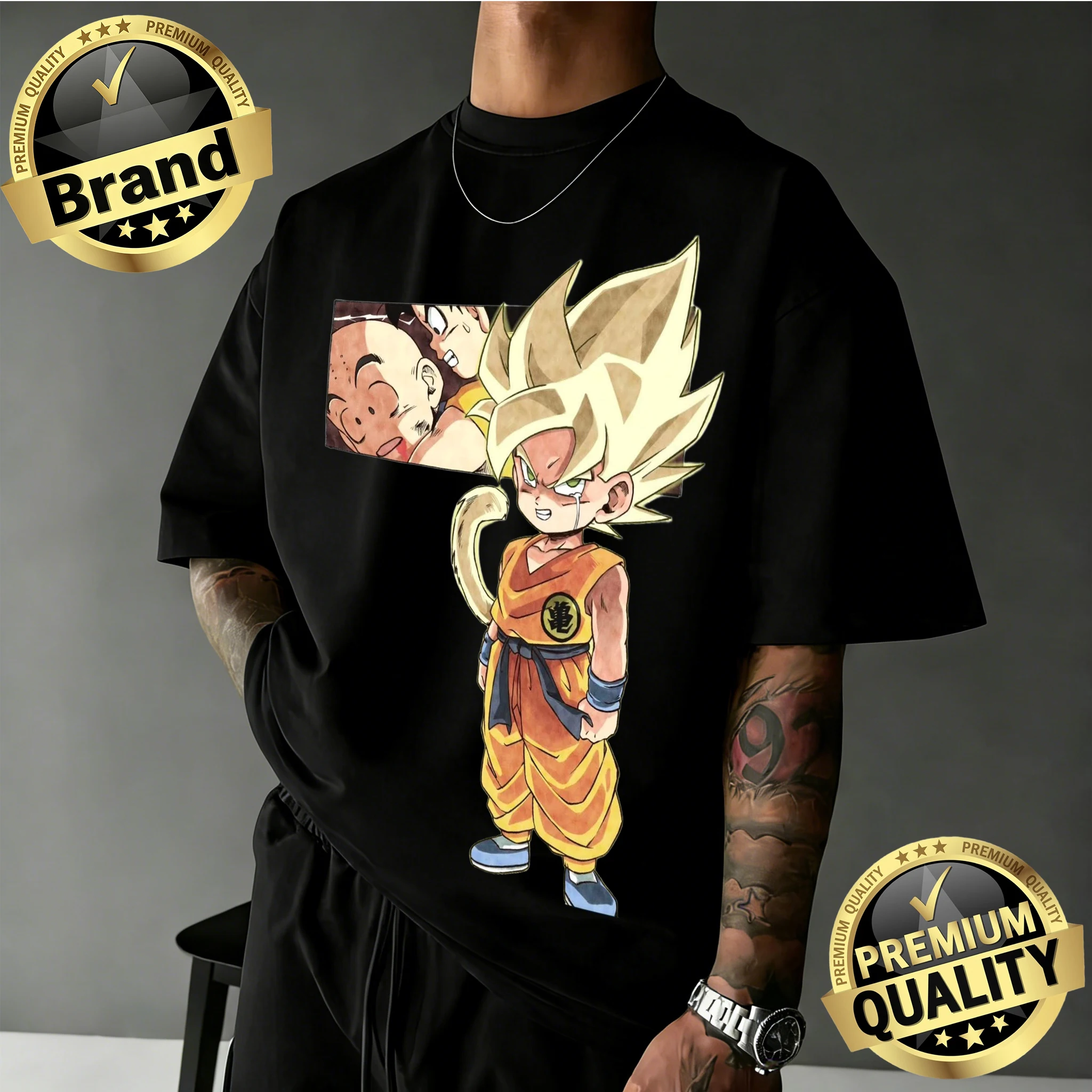 

Летняя футболка 2026 года «Драгон Болл» из высококачественного хлопка, оверсайз, мужская и детская, с принтом Супер Сайян Гоку, унисекс, для всей семьи