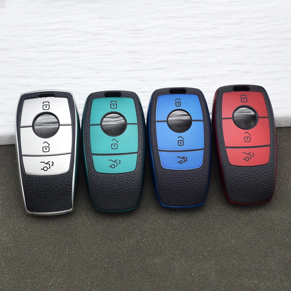 Car Key Case for Mercedes Benz S E Class GLC GLS GLB CLE CLA AMG - Soft TPU Golden Key Fob Cover for W177 W205 W213 W222 X167