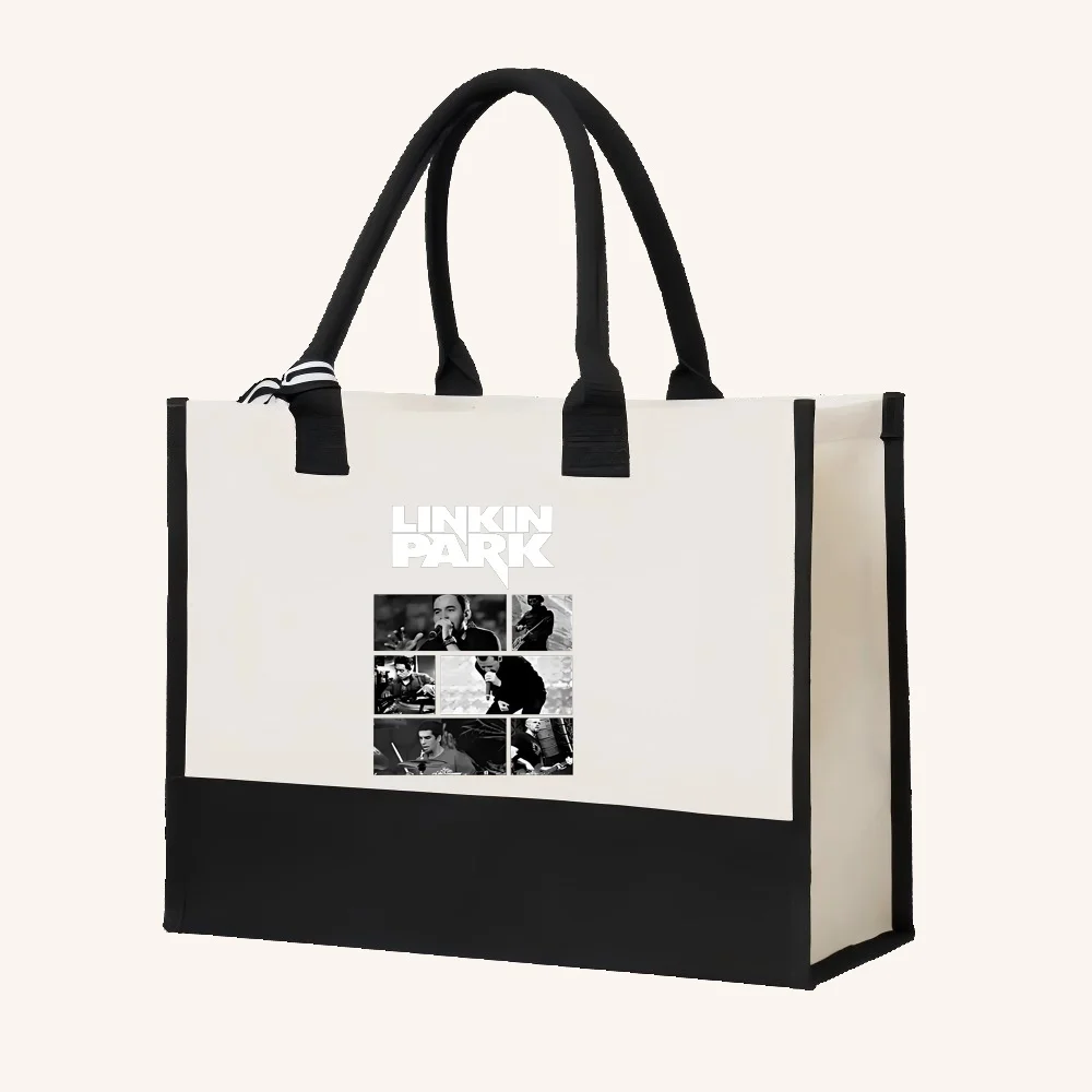 (4) 2026 وصول جديد موضة عملية واسعة قابلة لإعادة الاستخدام حمل حقيبة نمط طباعة 2 لهجة الثقيلة حقيبة كتف كبيرة