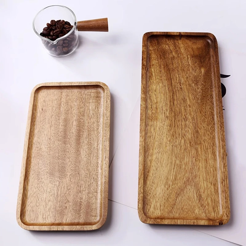 1PC Acacia Wooden Serving Tray Dessert Coffee Dessert Tea Cake Fruit Platter Home Storage Dish Decor