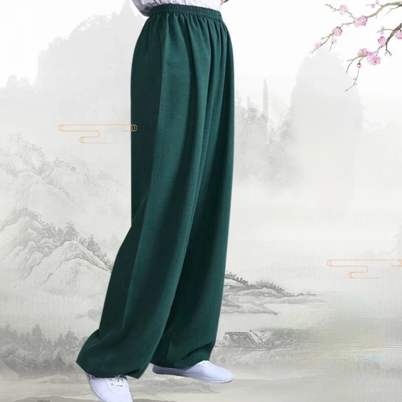 Tai Chi Loose Pants Cotton Linen Martial Arts Kung Fu Running Pants Men Women Yoga Pants Wing Chun Clothing Training Trousers