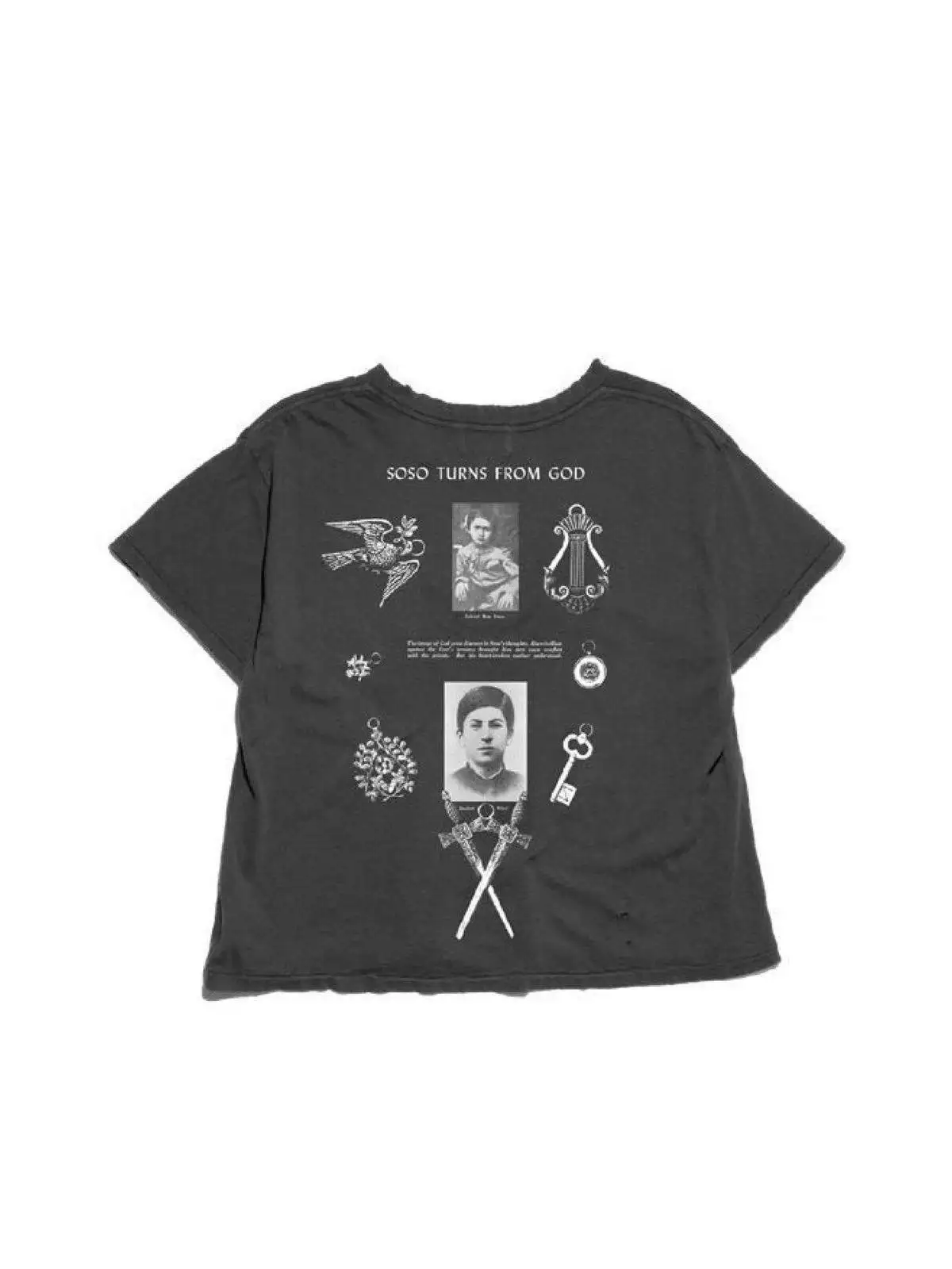 ER/D Tokyo Limited 26SS Bullet Hole Memories Washed Portrait Printing Slogan Ripped Short Sleeve T-Shirt