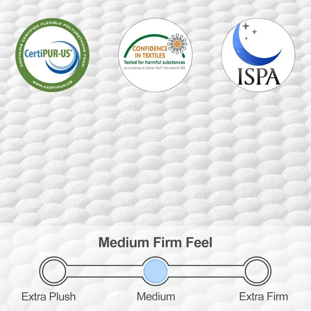 트윈 매트리스, 젤 메모리 폼 매트리스, CertiPUR-US 침대 매트리스, 수면 냉각기 및 압력 완화용 상자, 6 인치