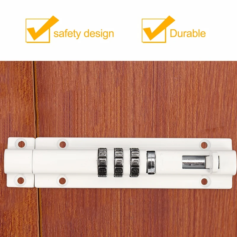 Horizontal Door Bolt Lock, Deslizando o código de combinação, Pode ser Reset para o portão, Armário de garagem