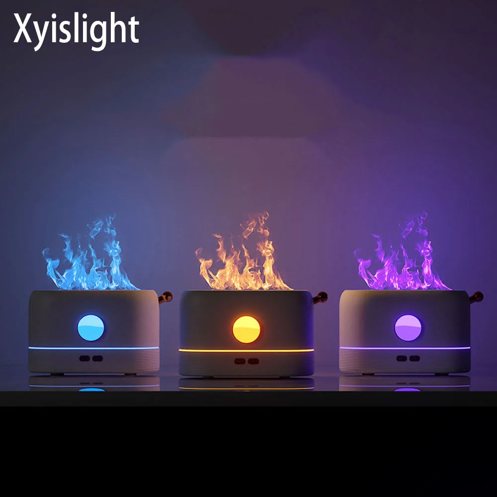 2022 New Aroma Diffuser Air Aroma Machine Mini Humidifier Night Light Essential Oil Flame LED Lamps Ultrasonic Cool Mist Machine