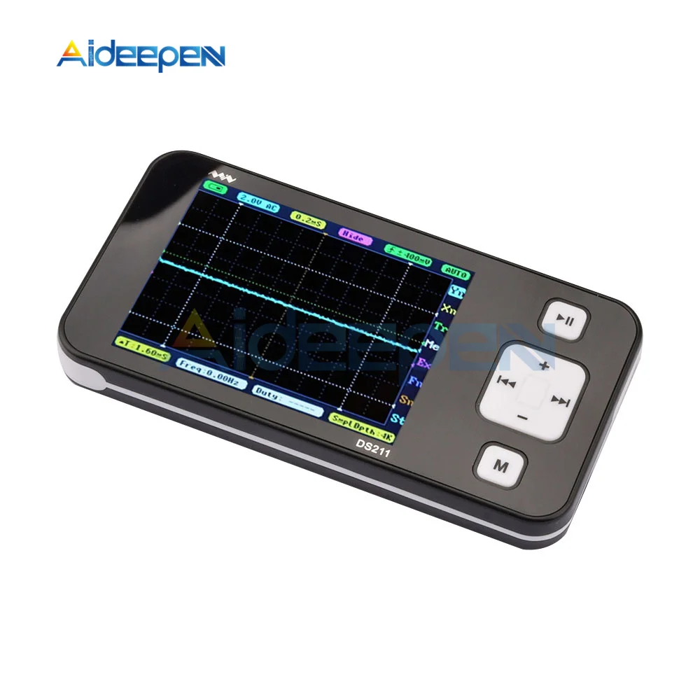 Single Channel DS211 Digital Storage Oscilloscope Handheld Mini Portable Digital Oscilloscope with Built-in Battery and Probe