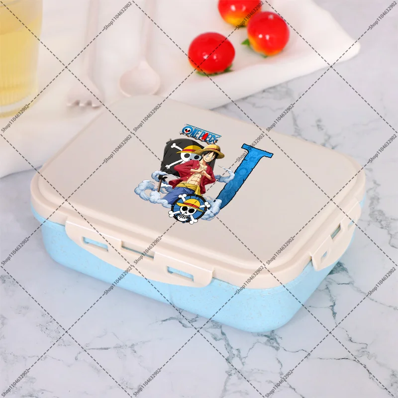 Цельный ланч-бокс Bento, портативные контейнеры для хранения еды, мультяшный аниме-узор, ланч-бокс с буквенным принтом A-Z, милый контейнер для еды