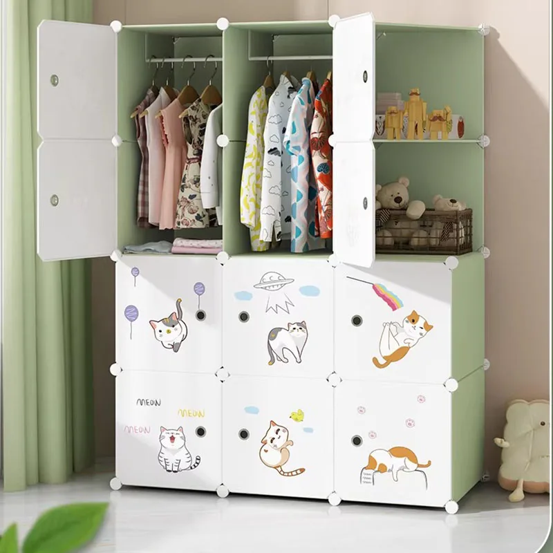 Small Storage Closet Organizer Cupboard Clothes Partitions Display Open Wardrobe Foldable Plastic