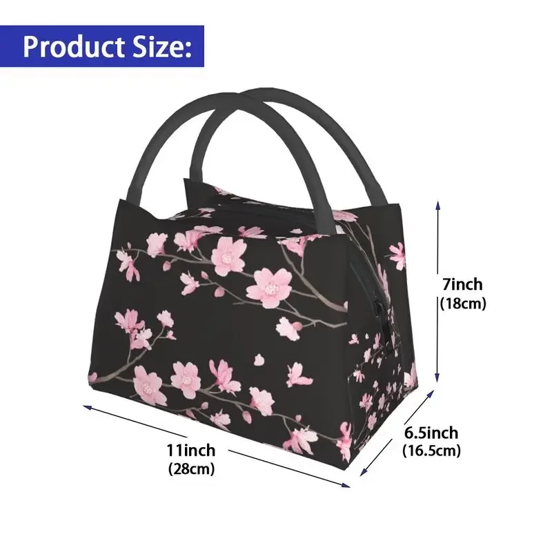 Borsa termica per il pranzo con fiori di ciliegio per le donne Sakura Cherry Blossom Cherry Portable Thermal Cooler Food Lunch Box Travel