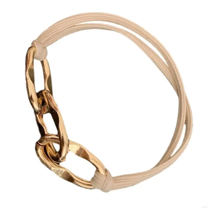 

39BC эластичные завязки для волос, браслет для женщин, модная металлическая цепочка, держатель для хвоста, резинка для волос для