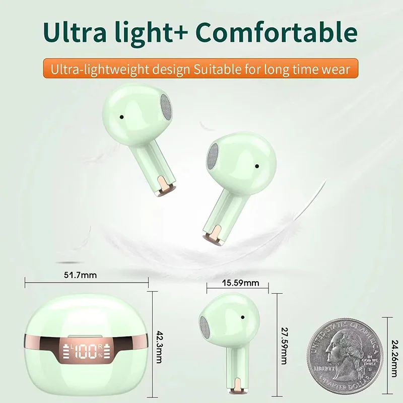 Bluetooth5.2 Headphones TWS J97 Wireless Earphones LED Digital Display Touch Control Headset For Android iOS Game Sport Earbuds