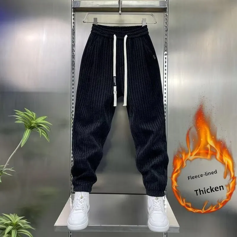 

Men's Fce Lined Thiened Loose Sweatpants Autumn Winter Large Size 250 Pou Casual Sports Trousers Ci Walk Sle