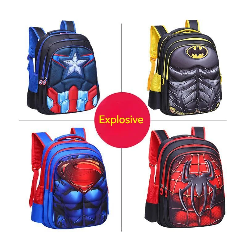 Disney Captain America Kids 3d Cute Spiderman Design Print Backpack Children Bag Boys Primary School Bag Kindergarten Backpack