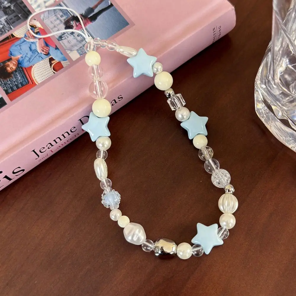 

Beaded Pendant Y2K Mobile Phone Charms Heart Anti Lost Clouds Stars Phone Strap Cellphone Chain Keychain Phone Lanyard