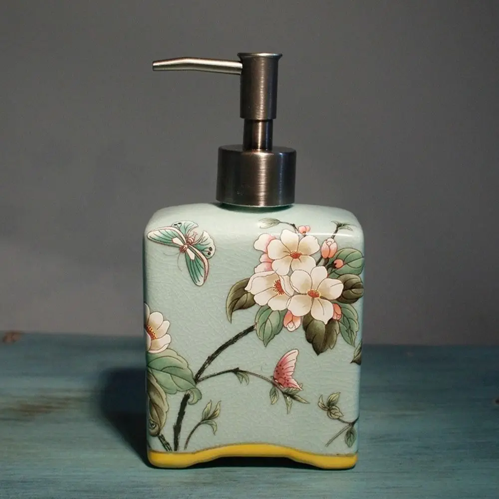Vintage handzeepdispenser Chinese stijl hervulbare keramische zeepfles verwijderbare antislip shampoo container badkamer