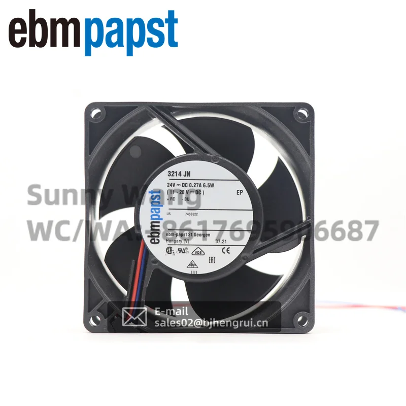 

ebmpapst 3214JN 24 В постоянного тока 6,5 Вт 76.5CFM 9238 92x92x38 мм 6000 об/мин шарикоподшипник модуль питания модуль привода вентилятор охлаждения шкафа
